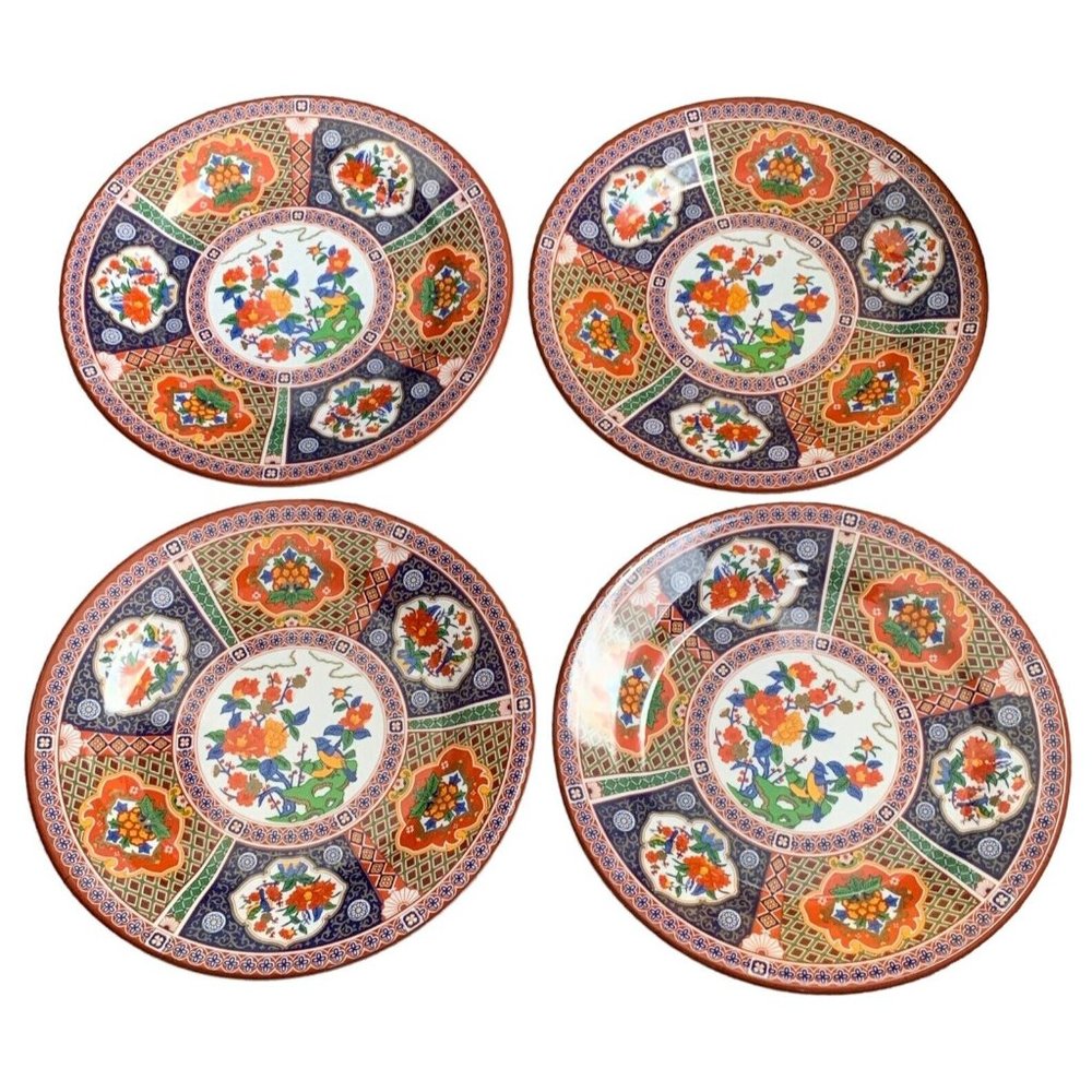 Vtg TAI-HONG Melamine Salad Plates Vibrant Pattern “CHALICE” No. 1009 9” Lot 4